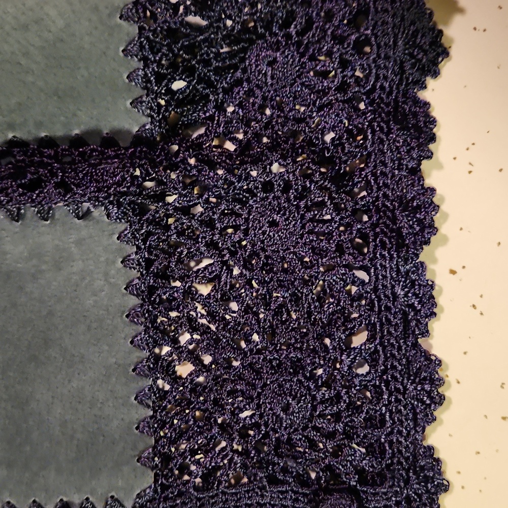 Navy Suede Leather Patchwork Jacket - image 3